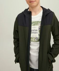 Jack & Jones Essential Marvin Hooded Softshell Jacke Kinder Dunkelgrün - Schwarz -Didriksons-shop Jack Jones Essential Marvin Hooded Softshell Jas Junior 3 2206171146