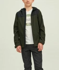 Jack & Jones Essential Marvin Hooded Softshell Jacke Kinder Dunkelgrün - Schwarz -Didriksons-shop Jack Jones Essential Marvin Hooded Softshell Jas Junior 4 2206171146