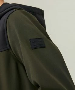 Jack & Jones Essential Marvin Hooded Softshell Jacke Kinder Dunkelgrün - Schwarz -Didriksons-shop Jack Jones Essential Marvin Hooded Softshell Jas Junior 5 2206171146