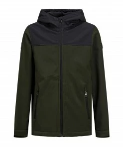 Jack & Jones Essential Marvin Hooded Softshell Jacke Kinder Dunkelgrün - Schwarz -Didriksons-shop Jack Jones Essential Marvin Hooded Softshell Jas Junior 7 2206171146