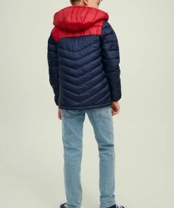 Jack & Jones Hero Steppjacke Kinder Marine - Rot - Weiß -Didriksons-shop Jack Jones Hero Puffer Hood Jas Junior 3 2209130958