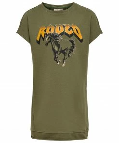 Kids Only Brandy Life Rodeo Mädchenkleid Olivgrün - Gelb