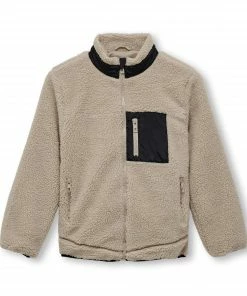 Kids Only Calvin Teddyjacke Jungen Beige - Schwarz