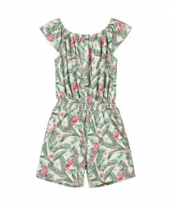 Name It Jasphine Playsuit Kinder Grün - Rosa - Off White