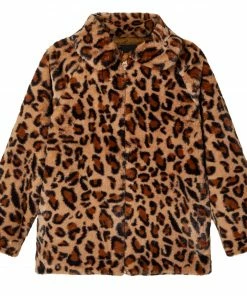 Name It Mamy Faux Fur Leo Jacke Mädchen Braun - Dunkelbraun