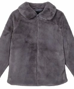 Name It Mamy Faux Fur Leo Jacke Mädchen Grau