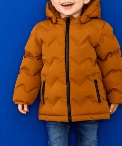Name It Marl Puffer Jacke Jungen Braun/orange -Didriksons-shop Name It Marl Puffer Jas Jongens 6 2209091051