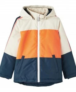 Name It Max Jacke Kinder Crème - Orange - Blau