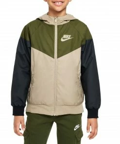 Nike Windrunner Jacke Kinder Grün - Beige - Schwarz