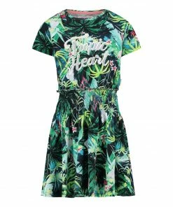 Vingino Pelieke Kinderkleid Grün - Rosa - Schwarz