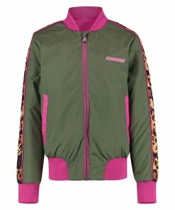 Vingino Torline Jacke Kinder (reversible) Rosa - Weiß - Dunkelgrün -Didriksons-shop Vingino Torline Jas Junior reversible 3 4